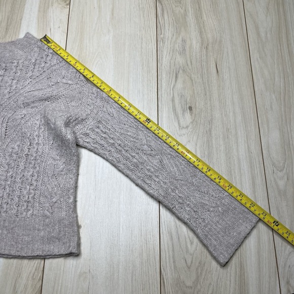 Vince Cropped Cream Cashmere Wool Cable Loose Knit Sweater Womens XS - Picture 7 of 7